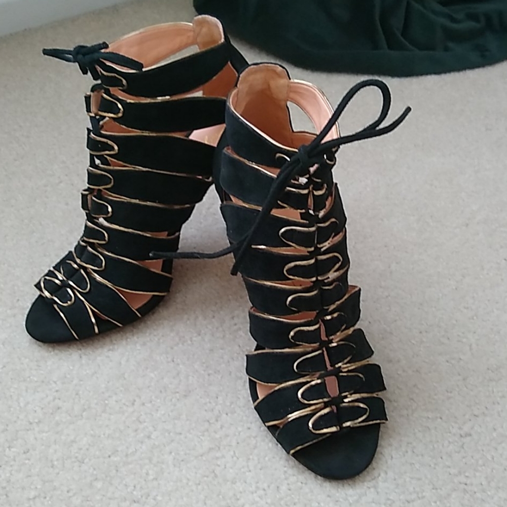 LUIZA BARCELOS Suede Cage Booties - NWOT